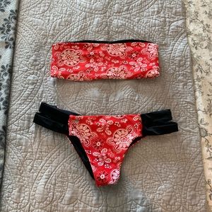 SALTY HONEY 🍯 Reversible Red Paisley Swimsuit